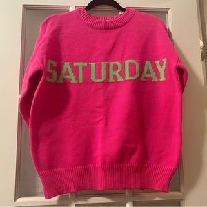 Hot Pink “SATURDAY” Sweater